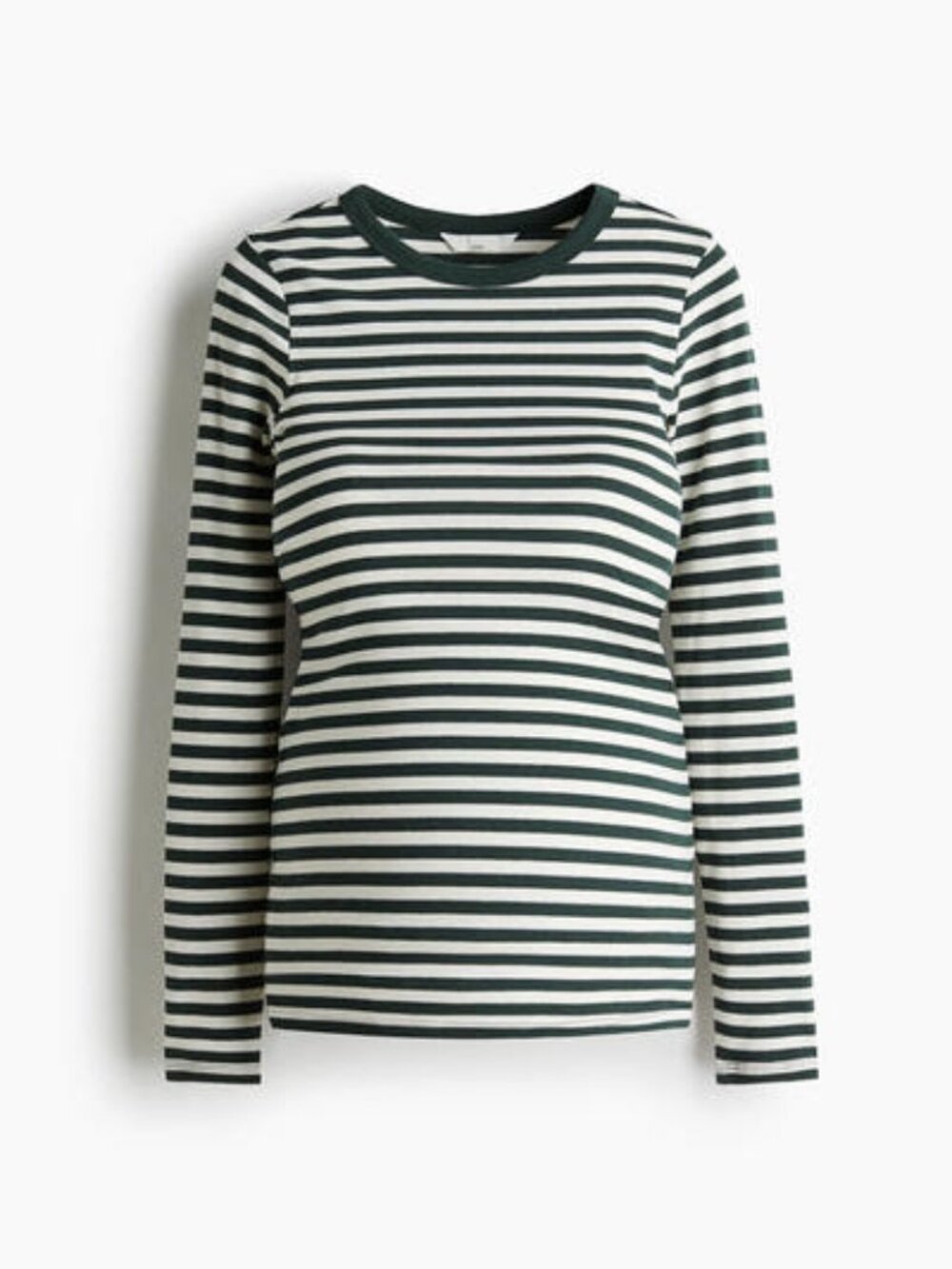 H&M MAMA Ribbed Jersey Top - M, green and white stripe